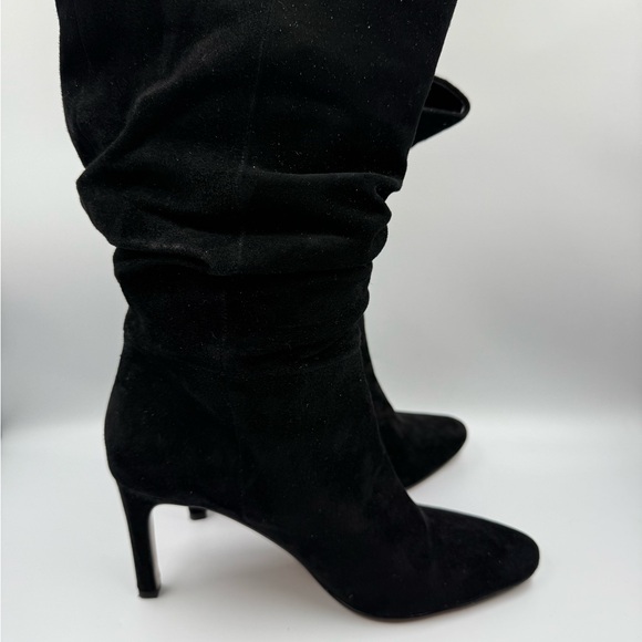 Banana Republic Black Suede Slouch Heeled Boots Pointed Toe Size 7 - Picture 4 of 6